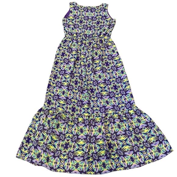 COLDWATER CREEK Maxi Dress Bright Purple Yellow Geo Print  Size 4 - Picture 9 of 9